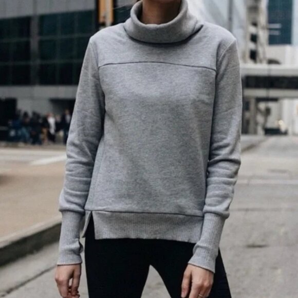 Alo Yoga Womens Haze Funnel Turtleneck Sweatshirt, Gray Athleisure Size XS - Picture 2 of 11